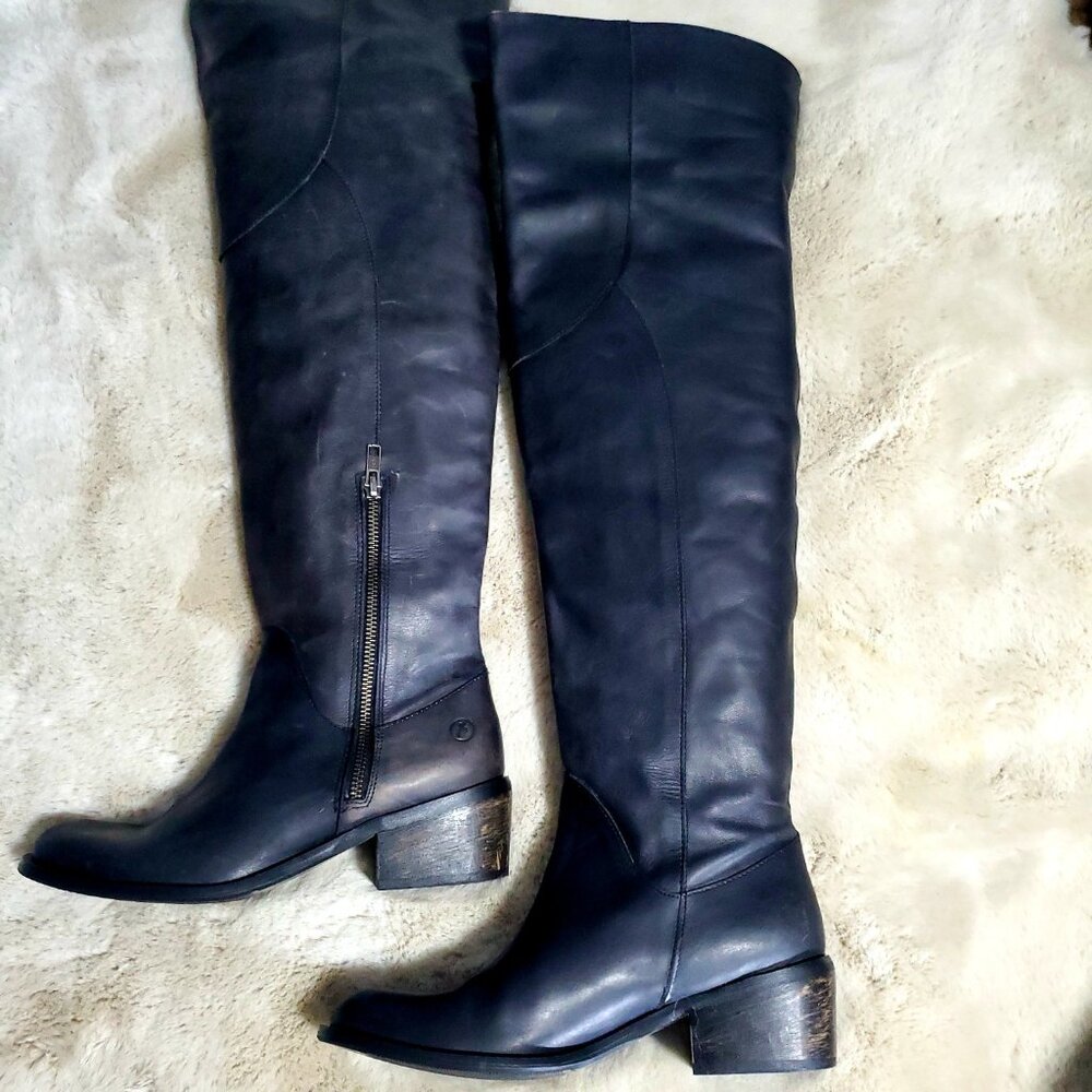 Bronx Leather Knee High Black Riding Boots Size 38 (7) - Picture 11 of 12